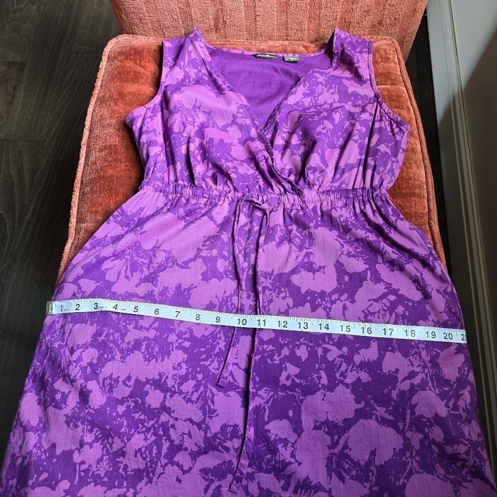Eddie Bauer Purple Floral Cotton V-Neck Sleeveless Dress Sz. 6 - Picture 10 of 13